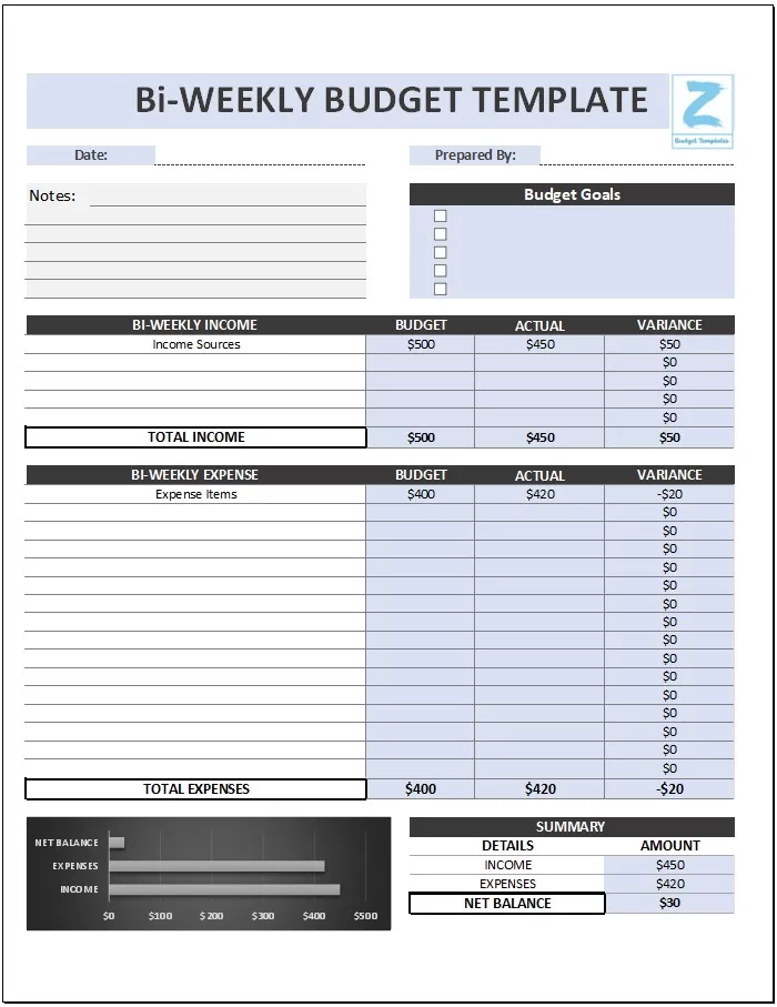 Free Bi-Weekly Budget Template01