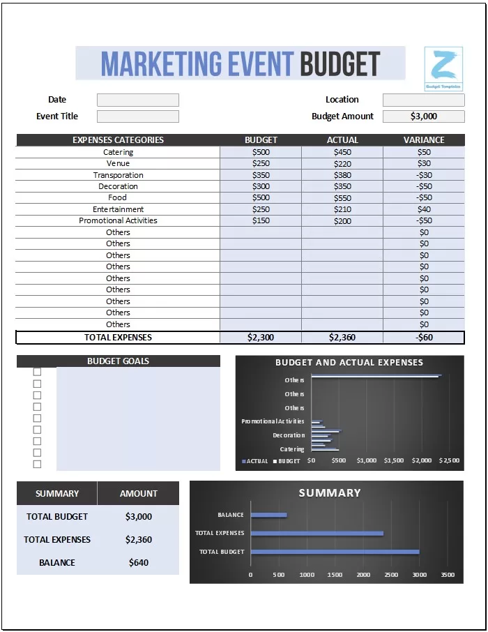 Marketing Event Budget Template